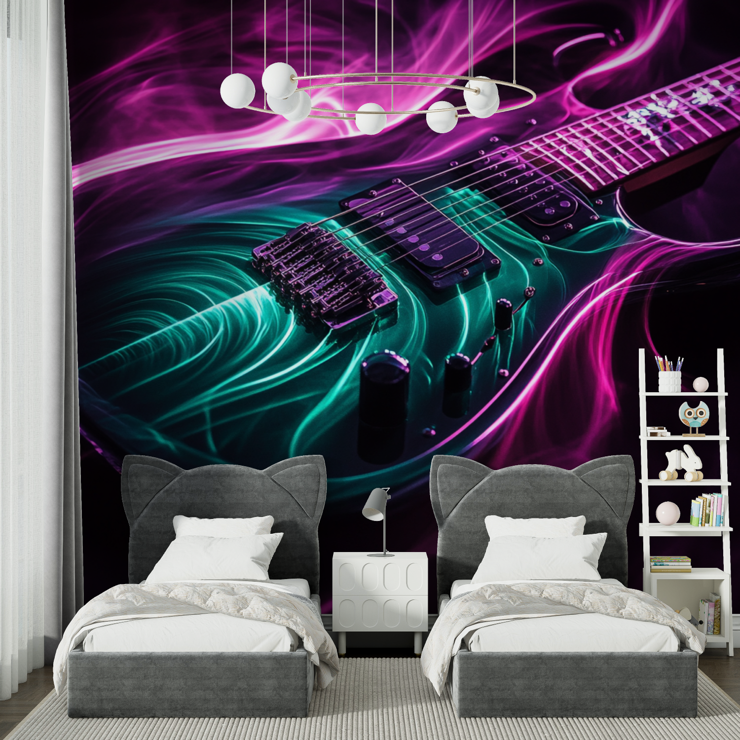 Papier peint guitare emeraude chambre spiderman