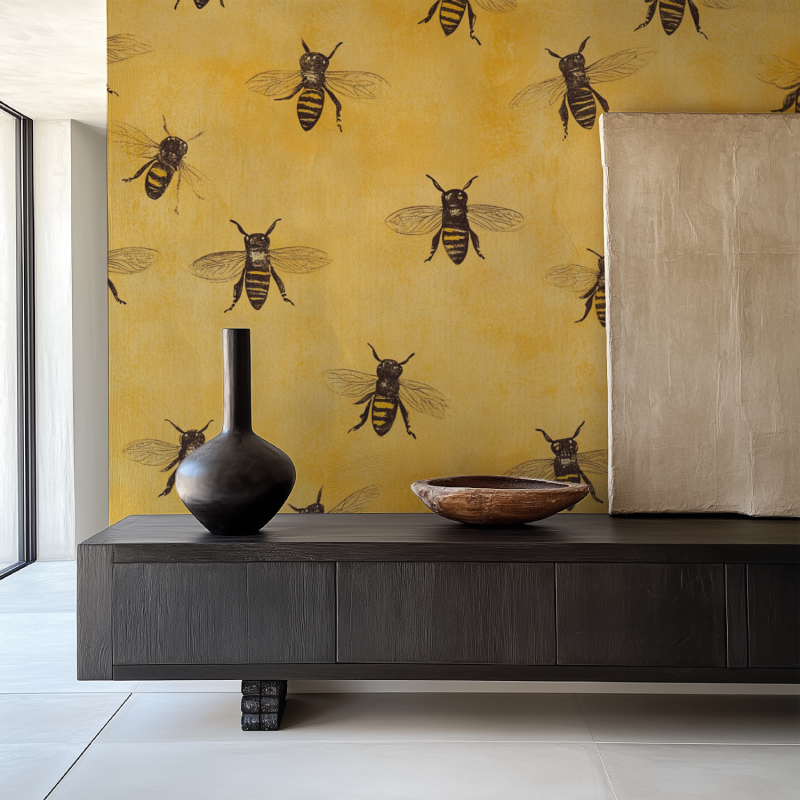 Papier peint vintage nid dabeilles salle manger papier