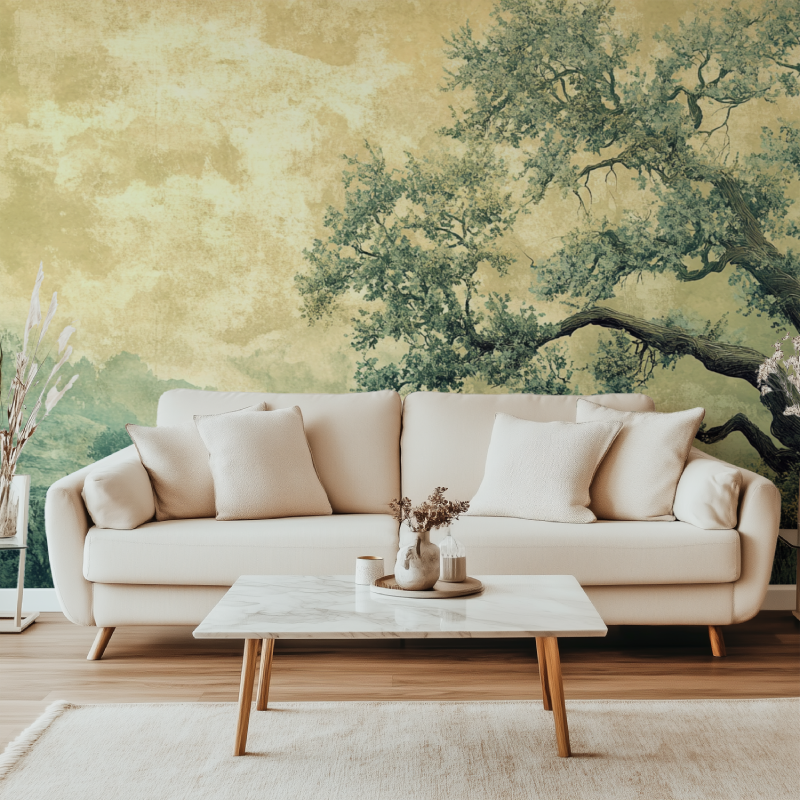 Papier peint vintage paysage canape simple