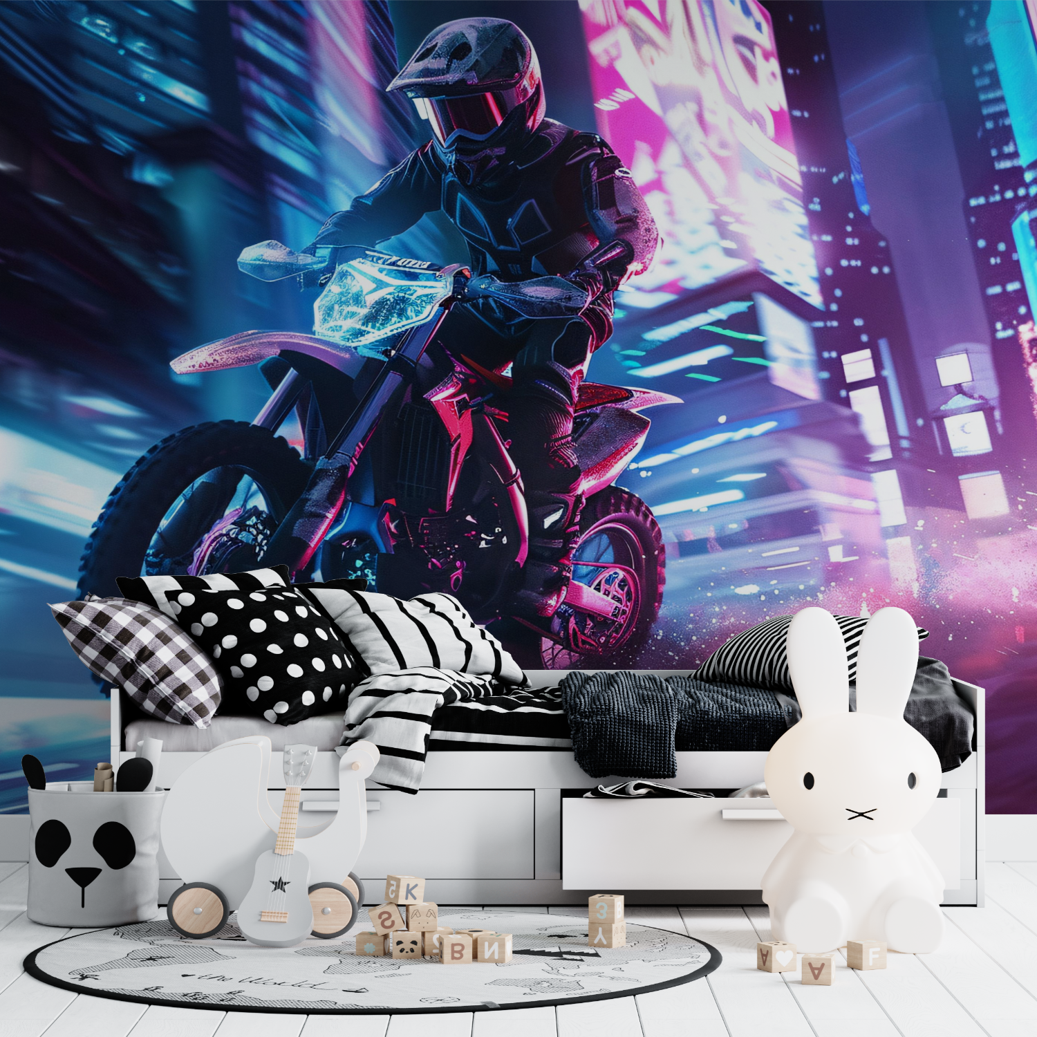 Papier peint motocross led tapisserie ado