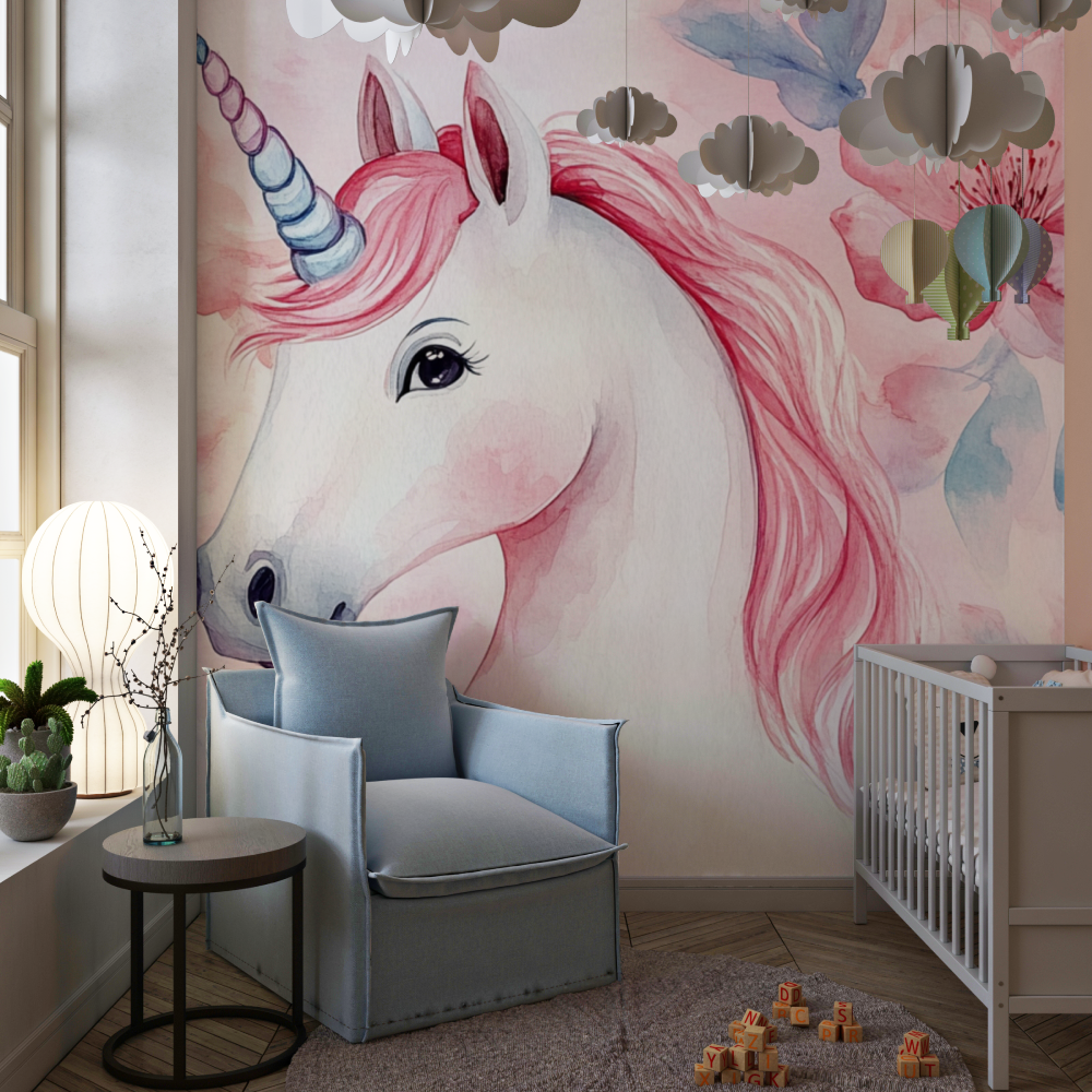 Papier peint intisse licorne gentleman chambre de fille