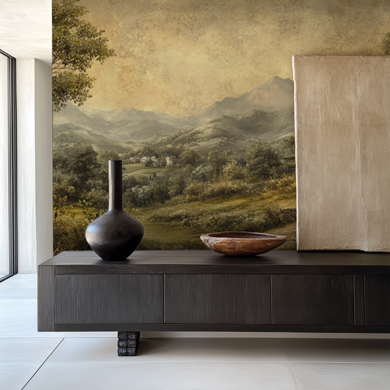 Papier peint vintage panoramique salle manger papier