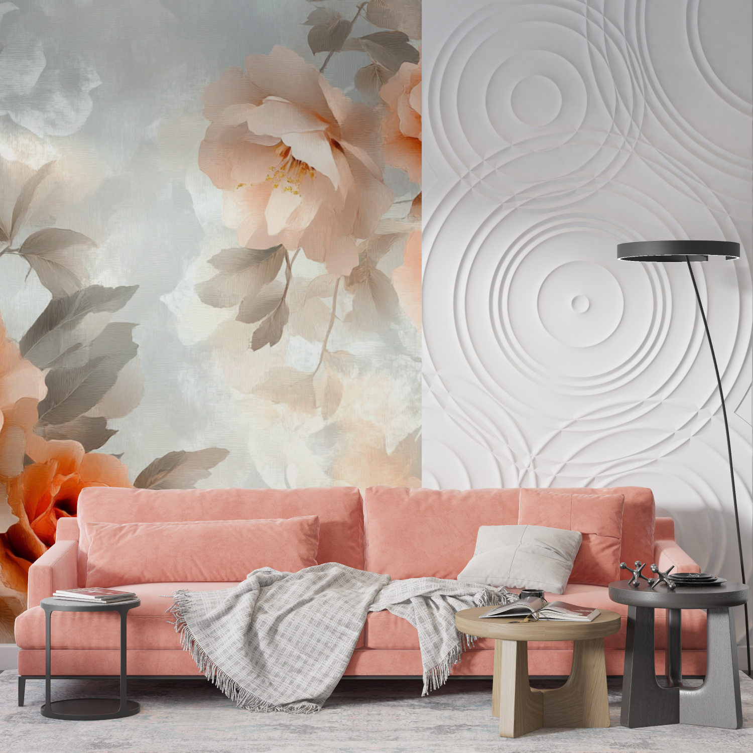 Papier peint aquarelle fleurs vintages mur