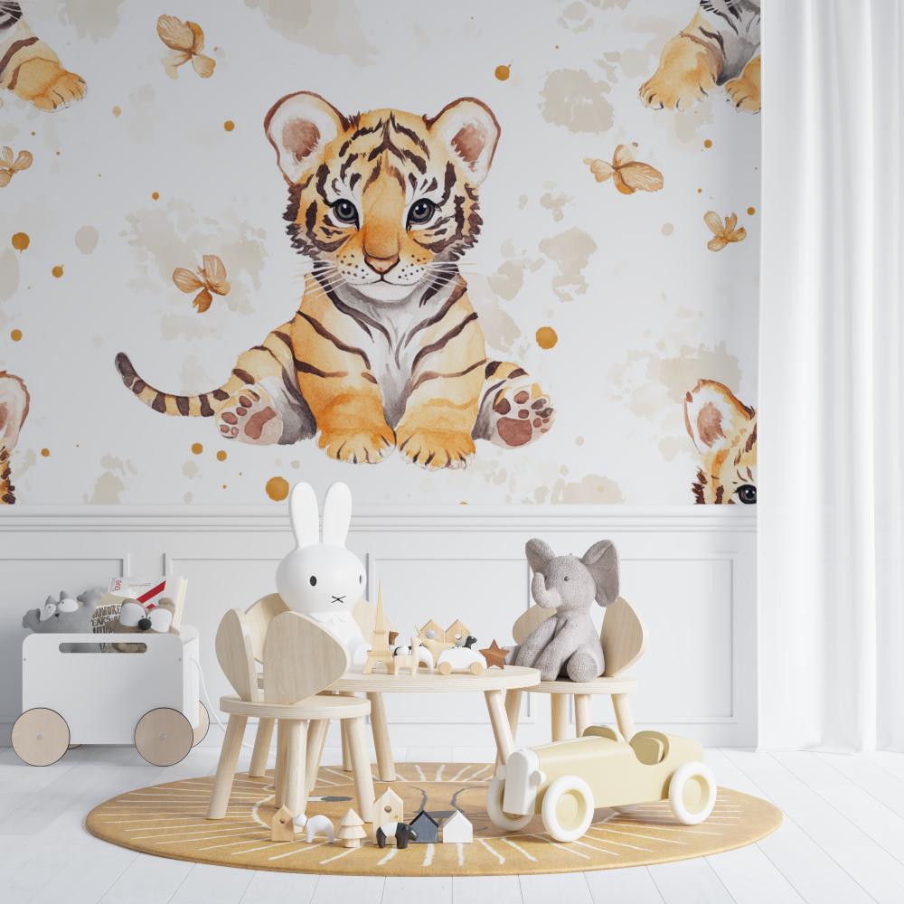 Papier peint tigre mignon chambre de bebe