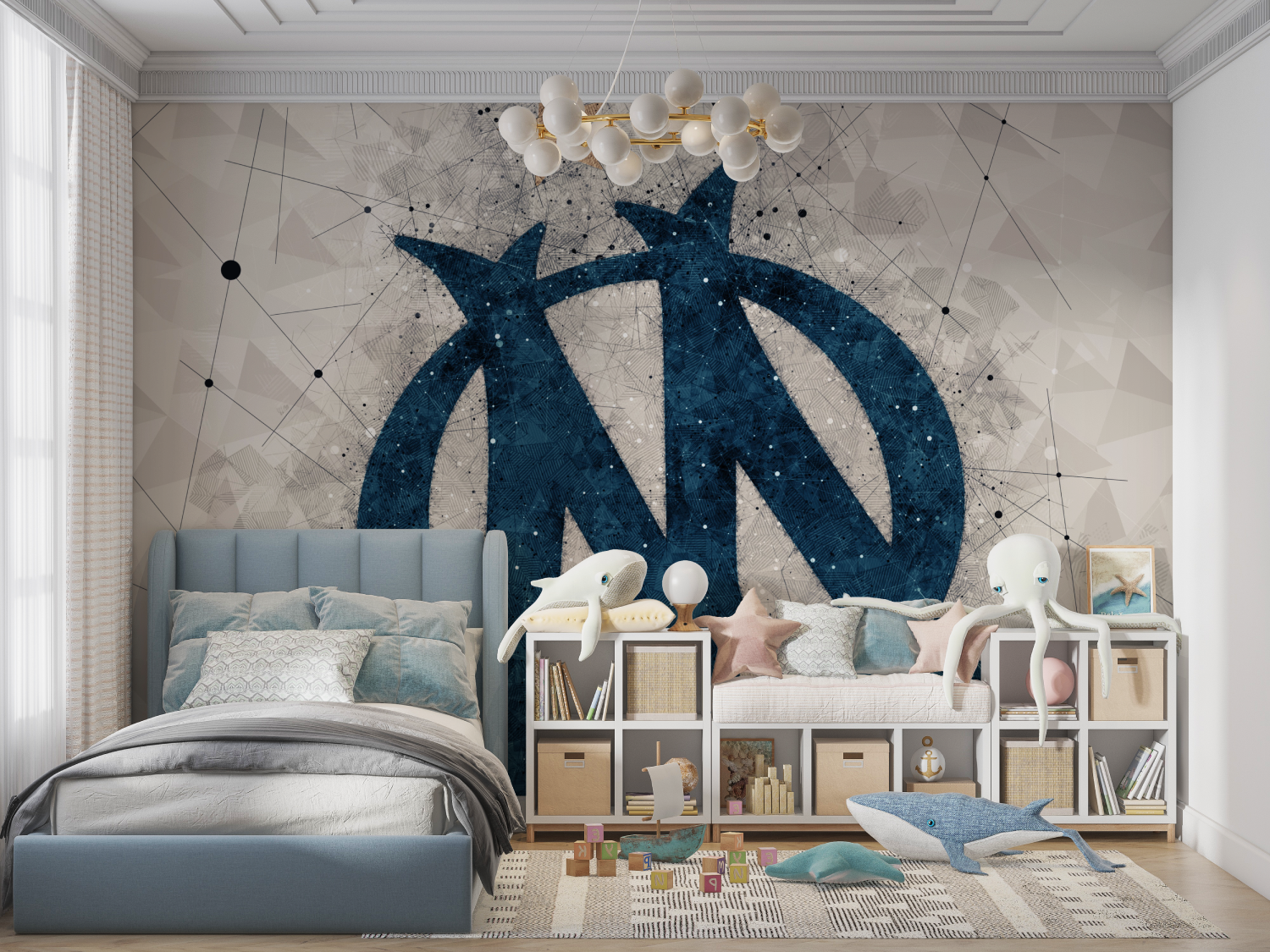 Papier peint foot marseille panoramique garcon