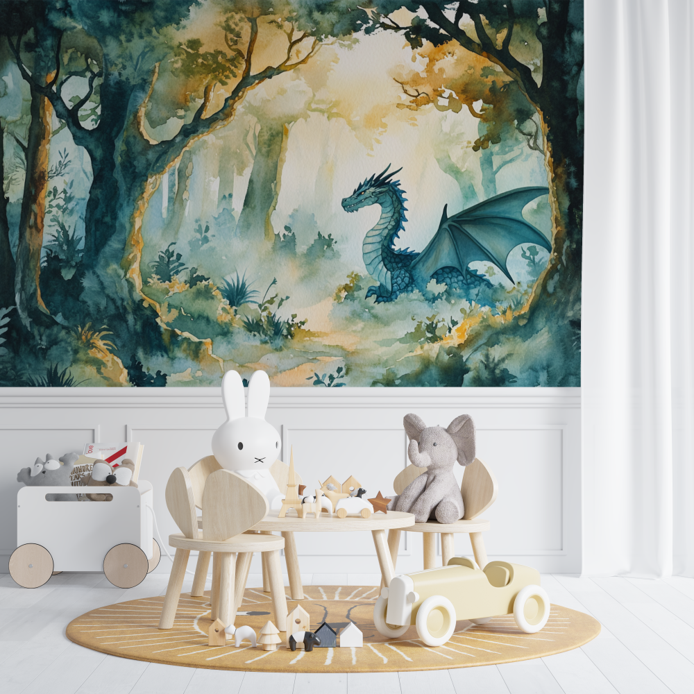 Papier peint animaux la foret du dragon chambre de bebe