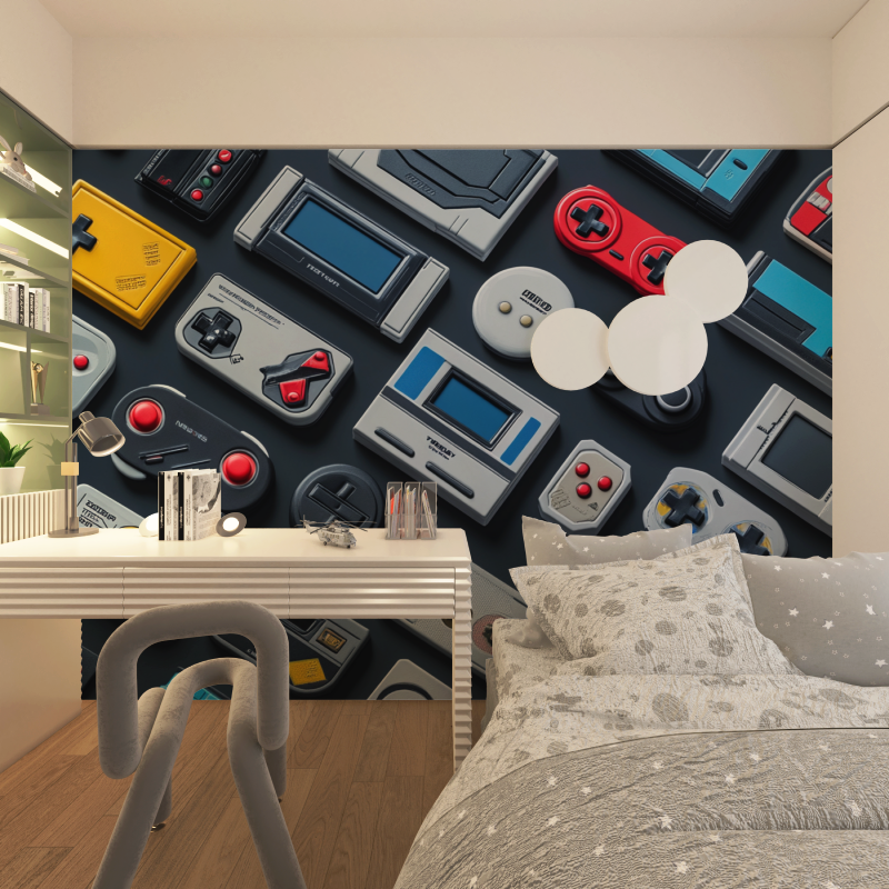 Papier peint gamer retro gaming garcon chambre adolescents