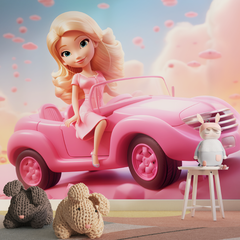 Papier peint barbie rose tapisserie pour fille