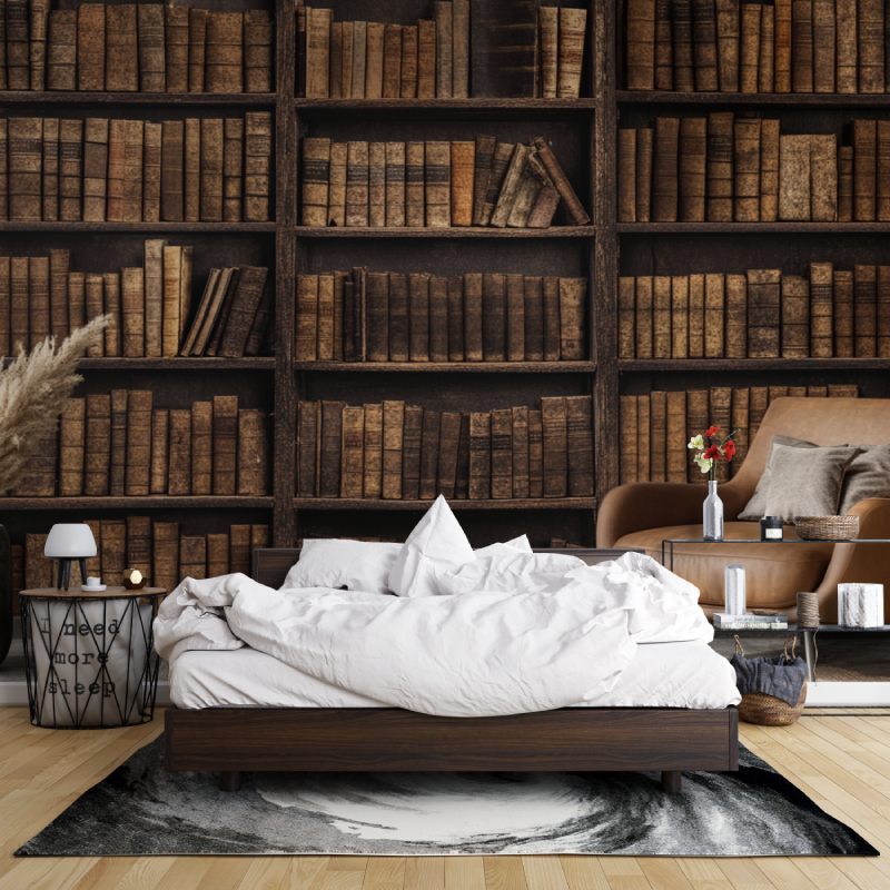 Papier peint bibliotheque en trompe loeil leroy merlin mur