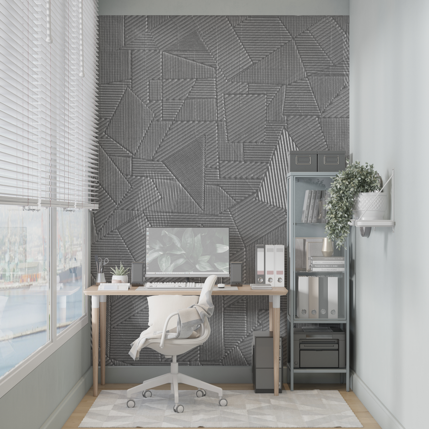 Chambre Papier Peint Gris - mural