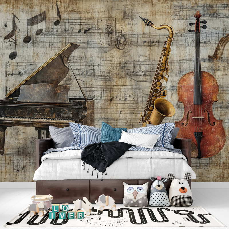 Papier peint avec instrument de...ancien tapisserie pour ado