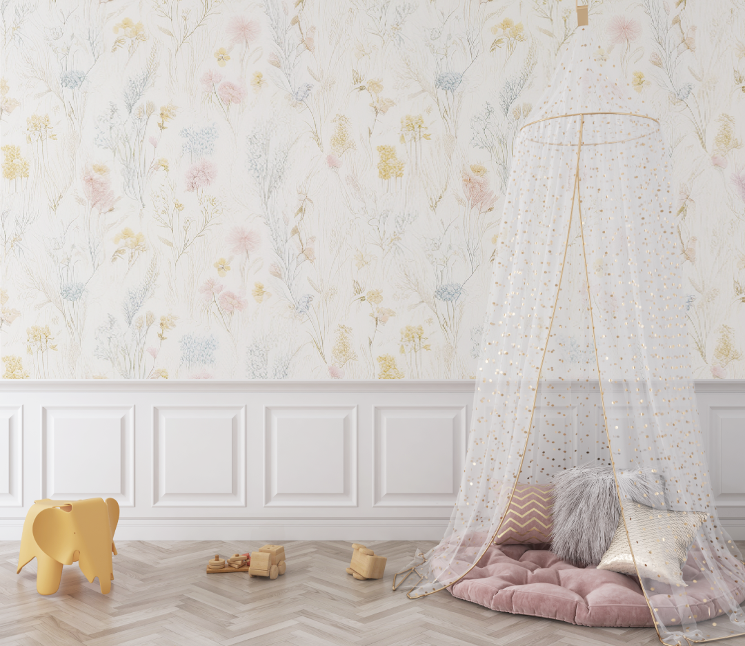 Papier peint Floral vintage pour bébé - chambre bébé