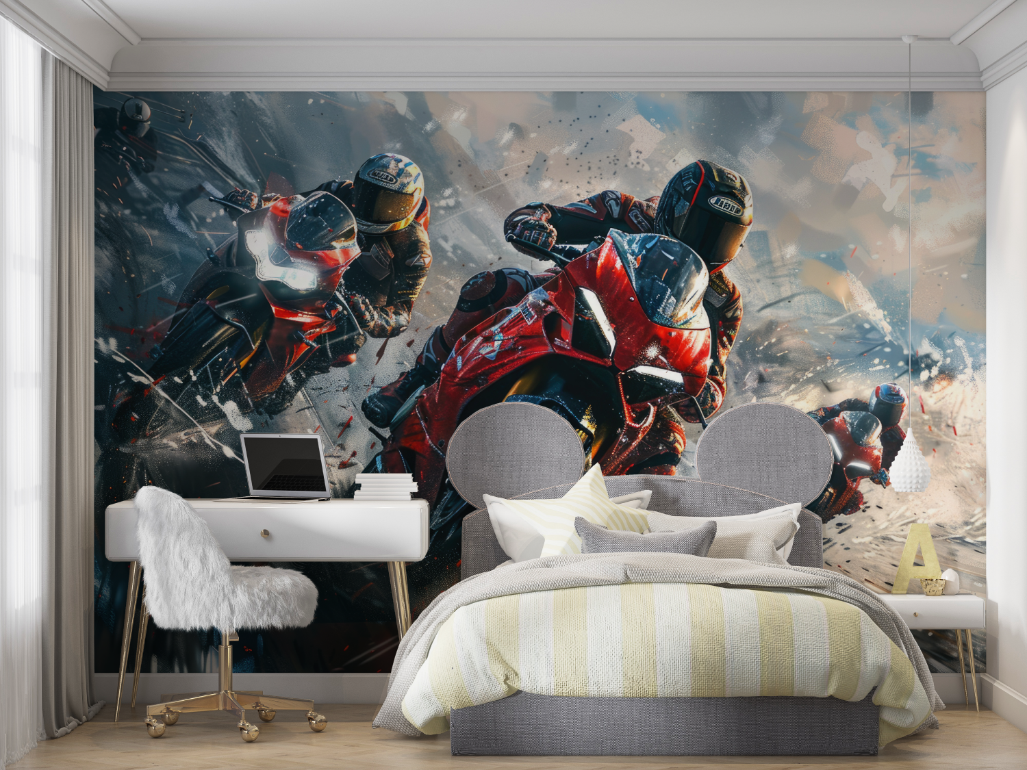 Papier peint motos mur chambre panoramique