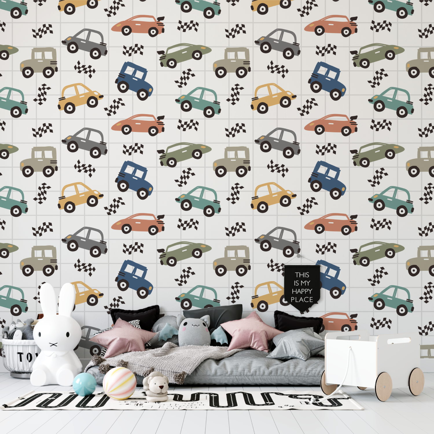 Papier peint petites voitures enfant tapisserie garcon