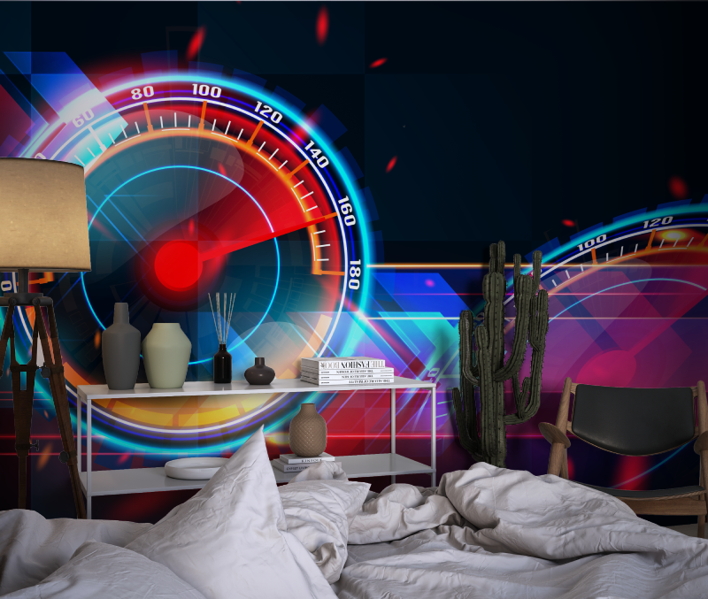 Papier peint tableau bord voiture chambre dado1