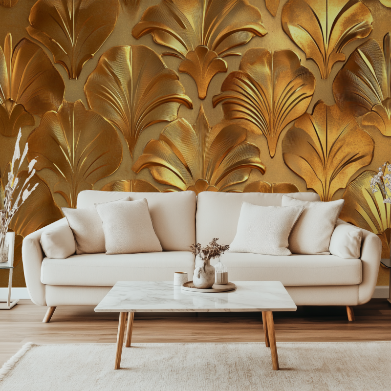 Papier peint vintage or canape simple