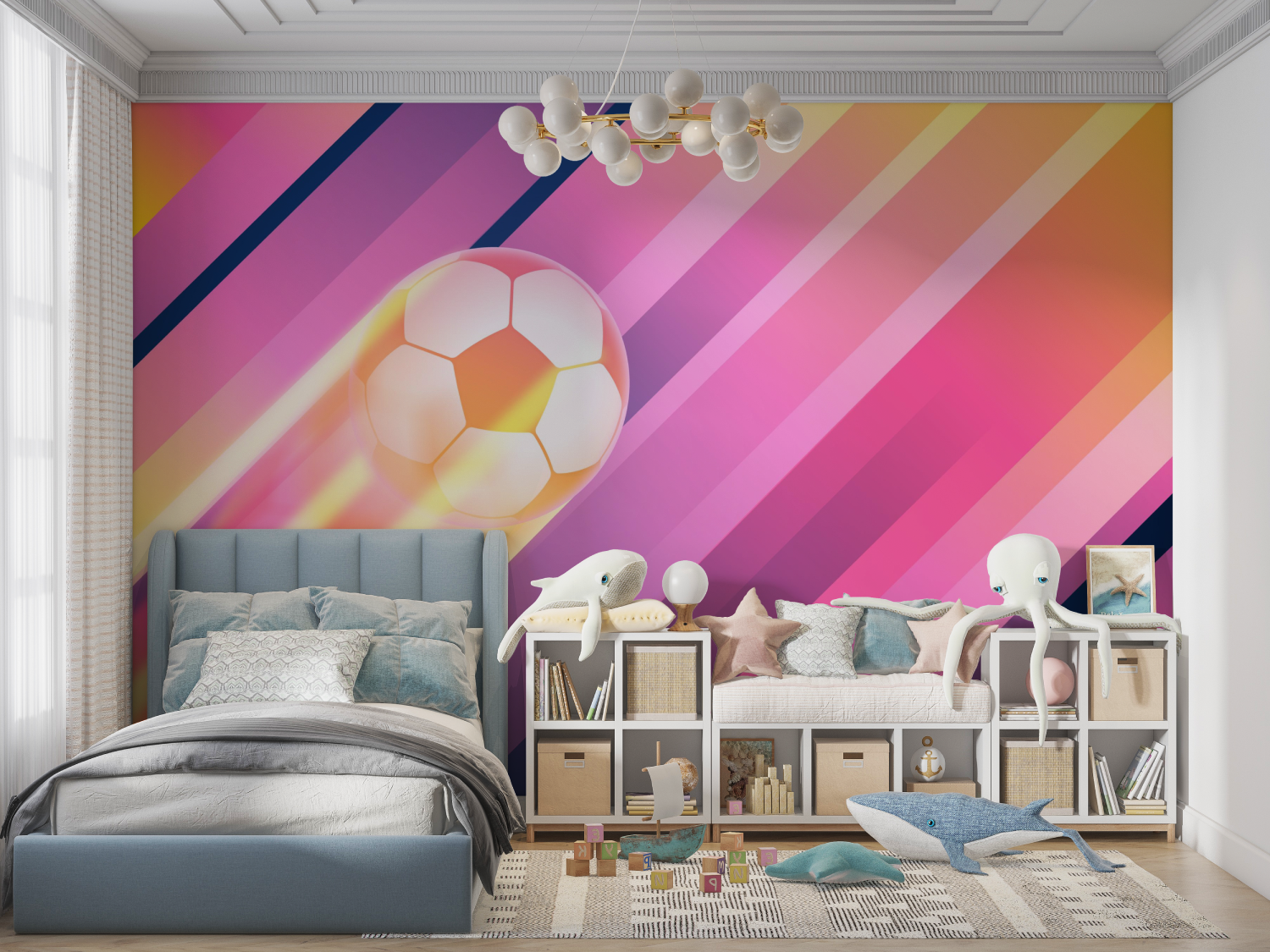 Papier peint fille foot panoramique garcon