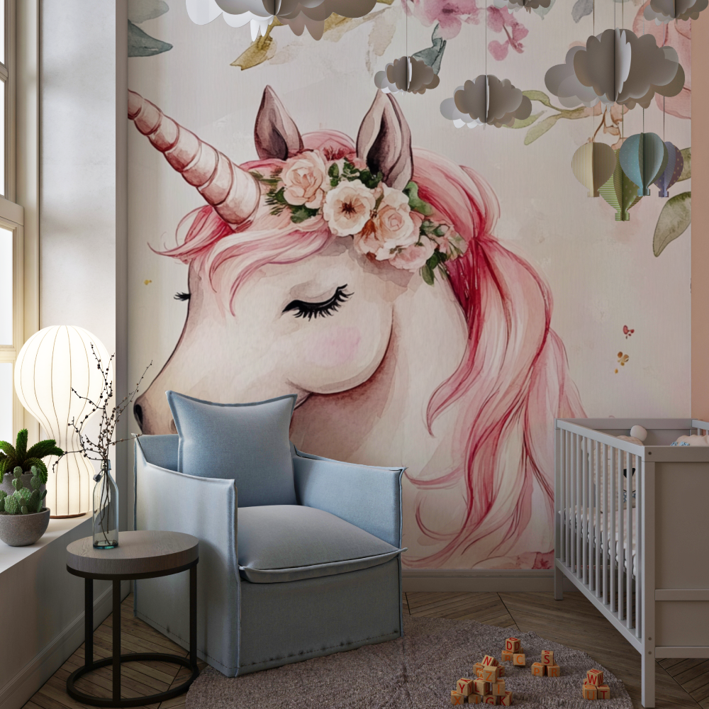 Papier pein theme licorne flamant chambre de fille