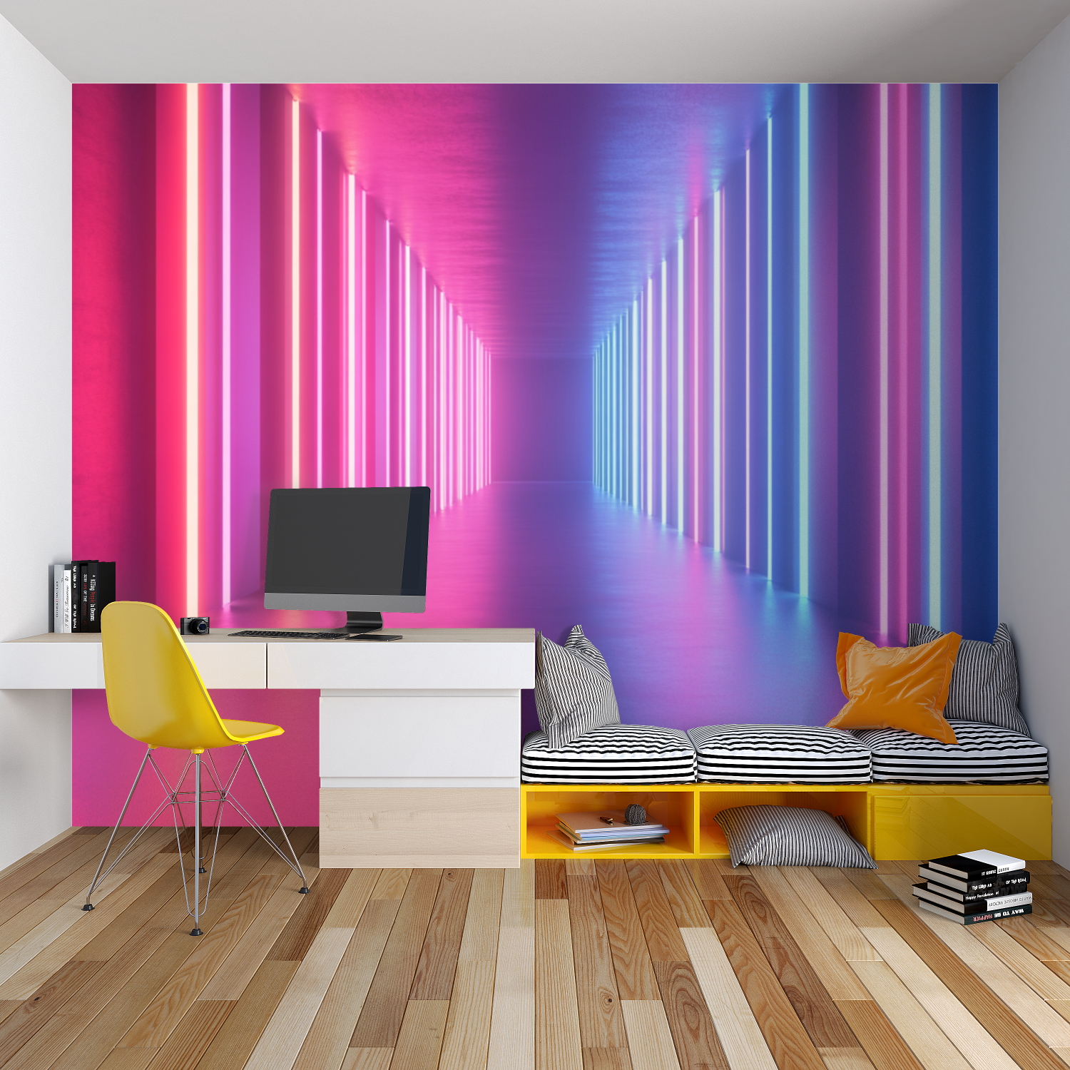 Papier peint boite de nuit chambre garcon lit