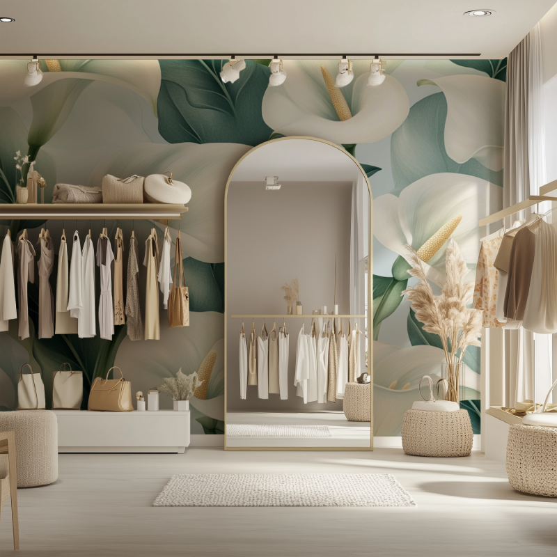 Papier peint fleur calla dressing