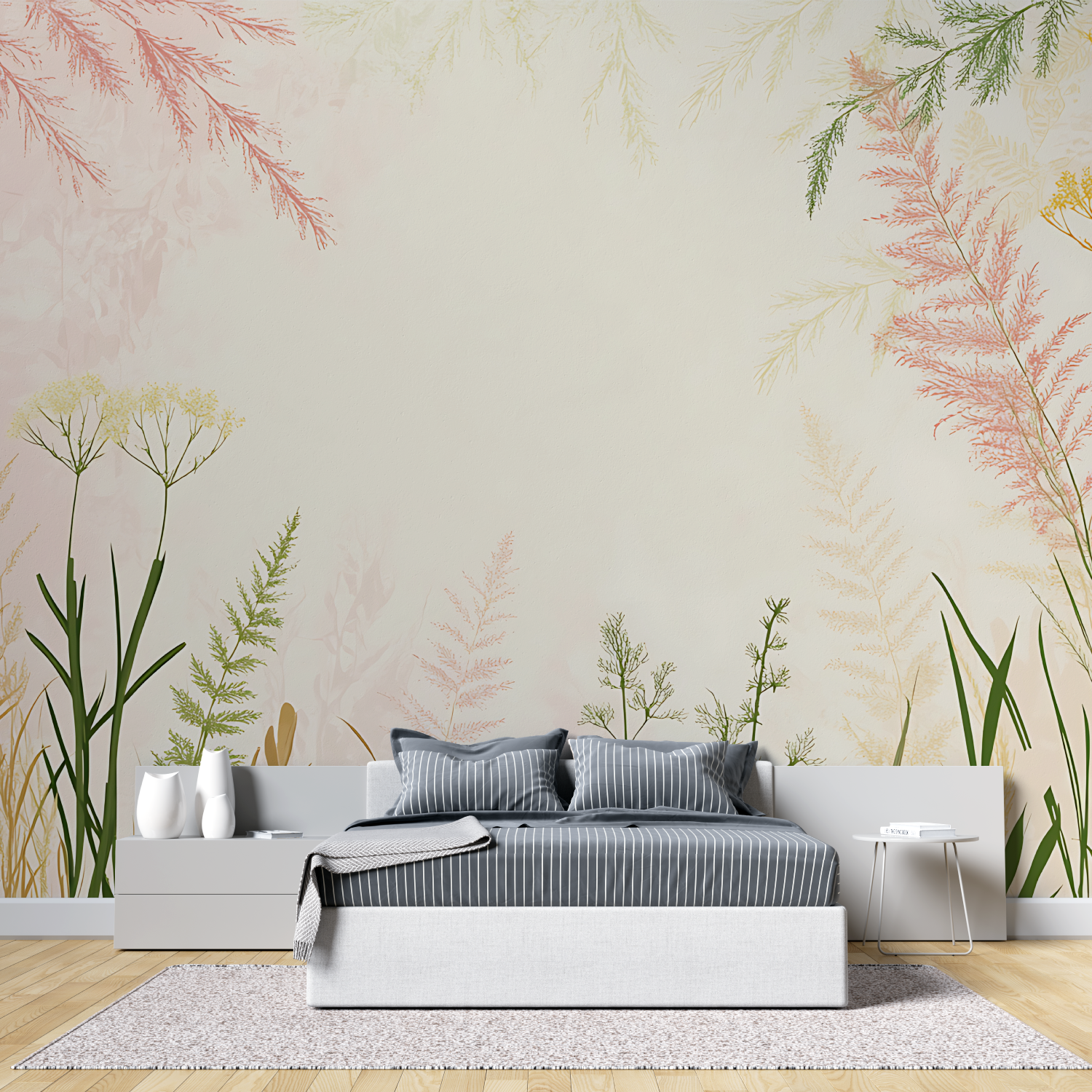 Papier peint aquarelle fleurs panoramique tete de lit