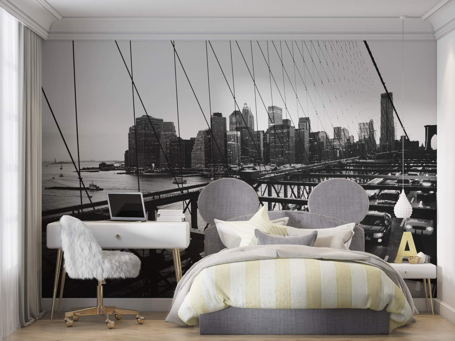 Papier peint noir et blanc voit...yn mur chambre panoramique