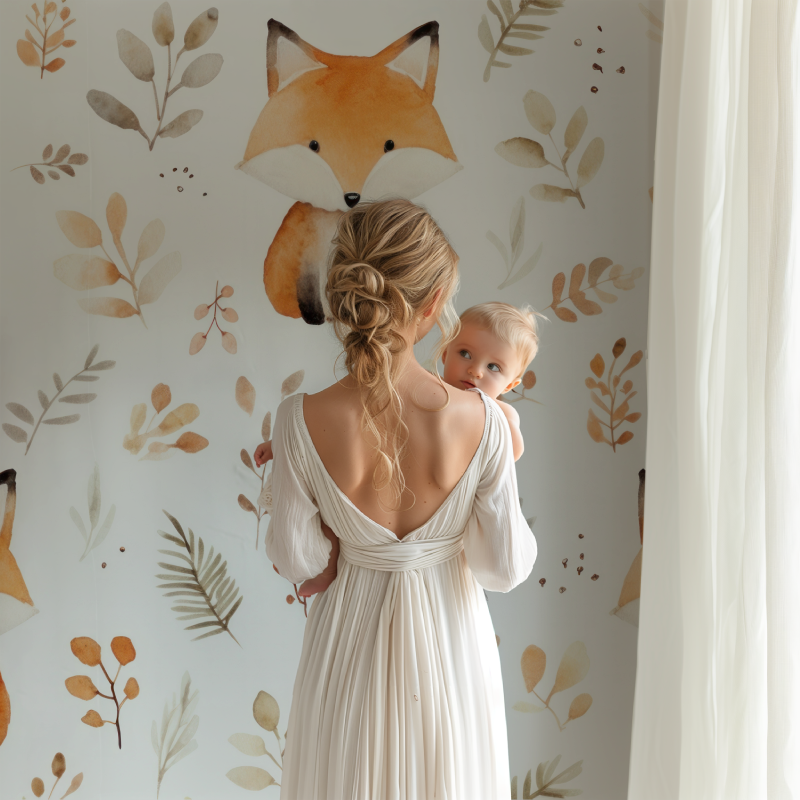Papier peint gros motif renard bb123