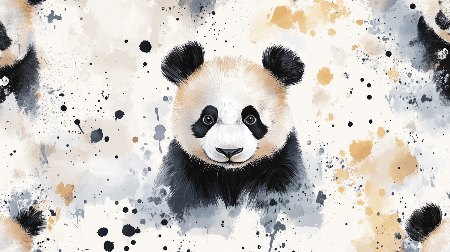 Papier Peint Panda Et Motifs Abstraits