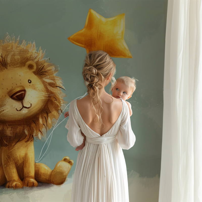 Papier peint lion petite etoile bb123