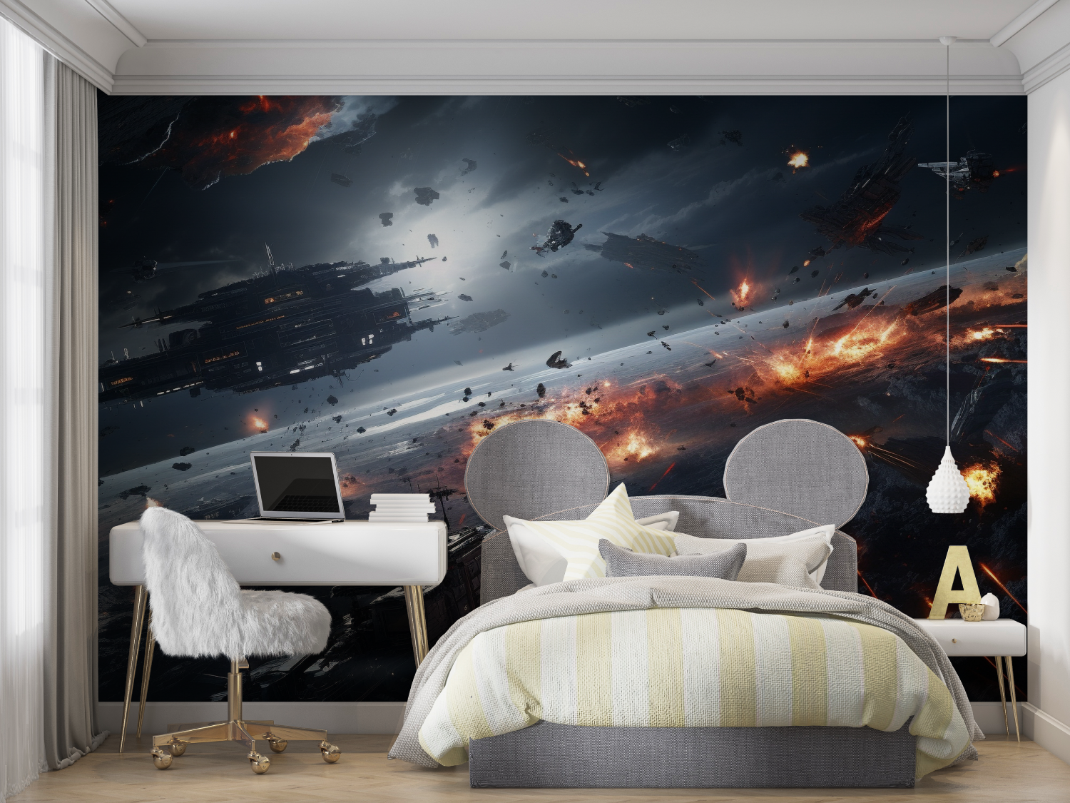 Papier peint bataille star wars mur chambre panoramique