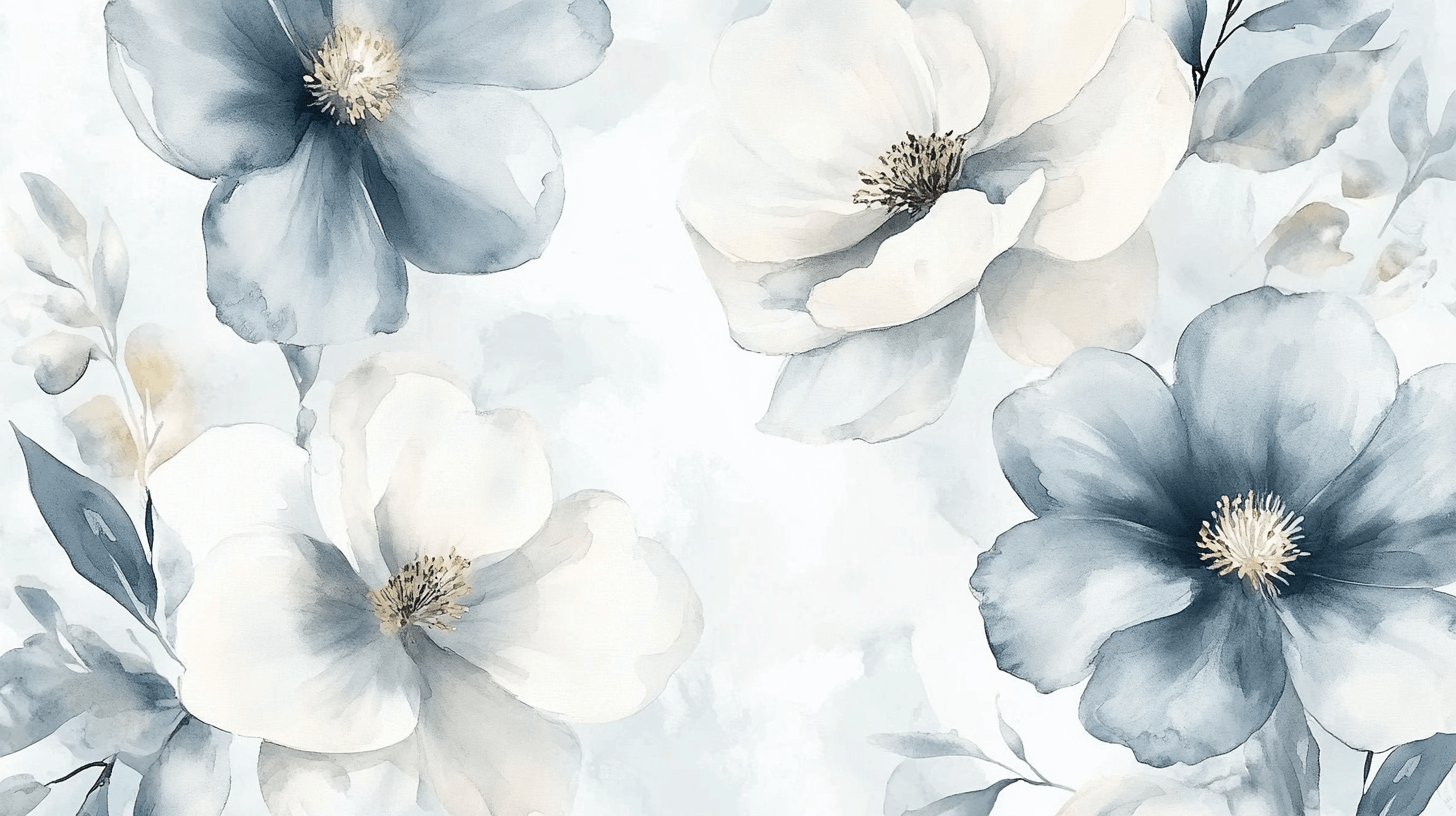 Papier Peint Fleur Bleu Ciel