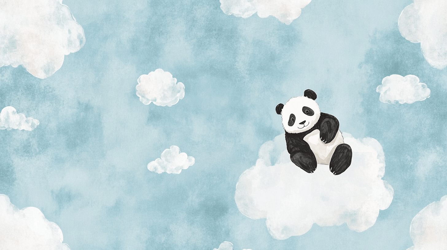 Papier Peint Panda Et Nuages