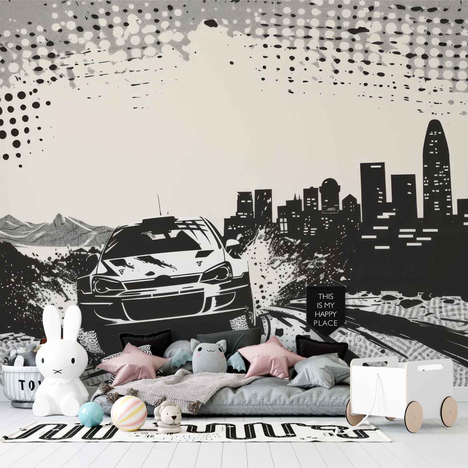 Papier peint voiture de rally ado tapisserie garcon