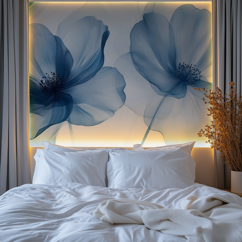 Papier peint fleur bleu chambre premium