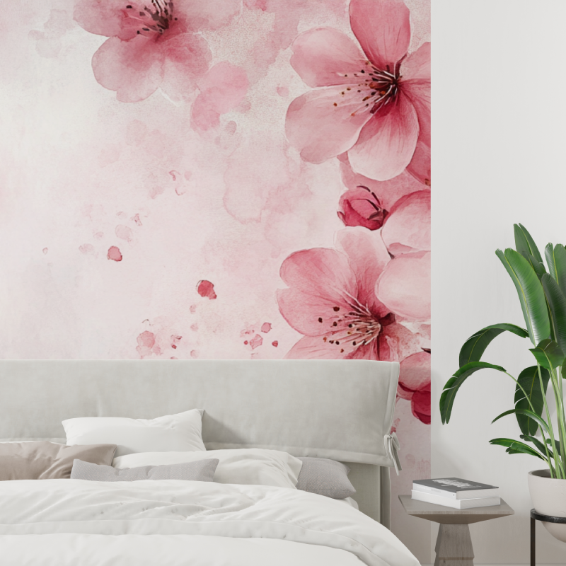 Papier peint aquarelle petales tombants tapisserie tendance