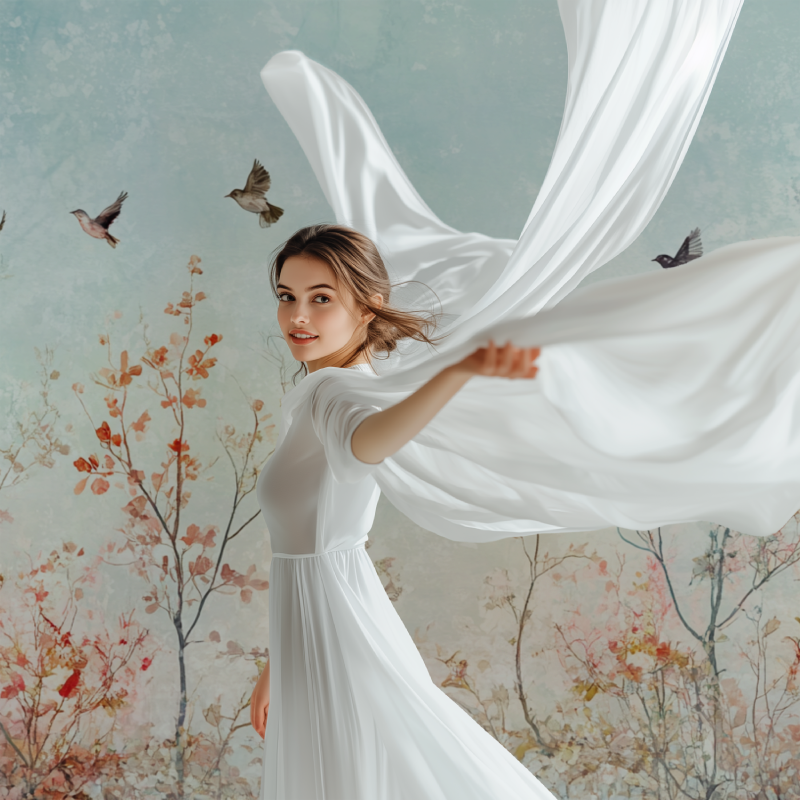 Papier peint arbre et oiseaux modele