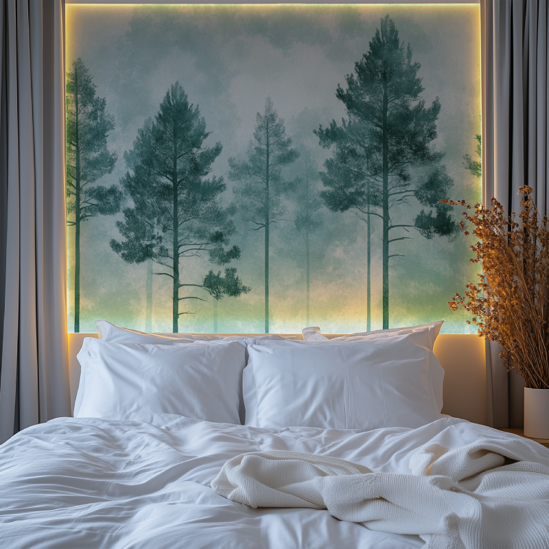 Papier peint arbre pin chambre premium