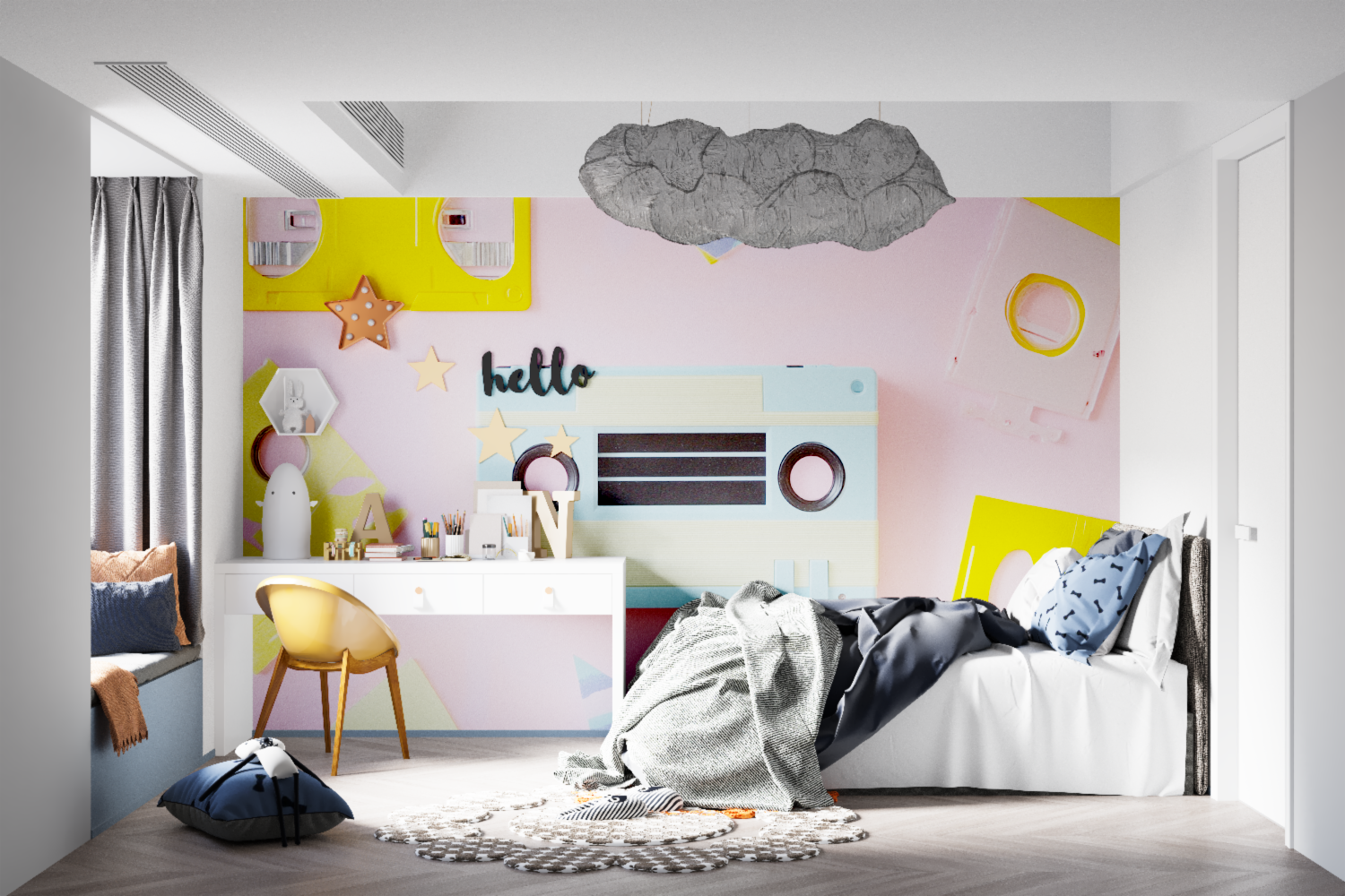 Papier peint style 90s tapisseries murale