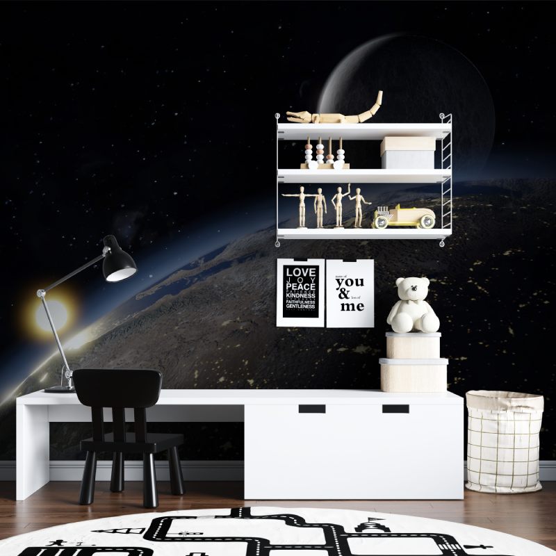 Papier peint espace terre tapisserie chambre ados