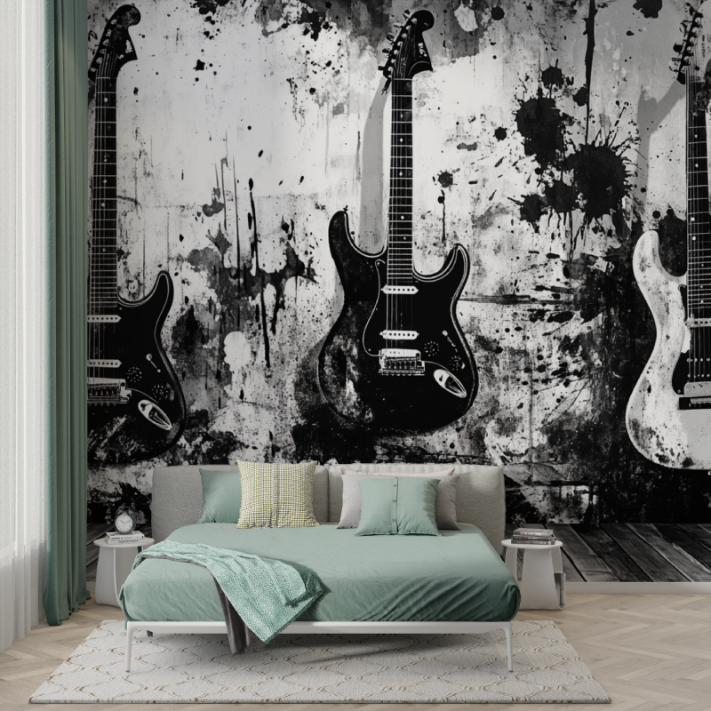 Papier peint rock noir et blanc murs