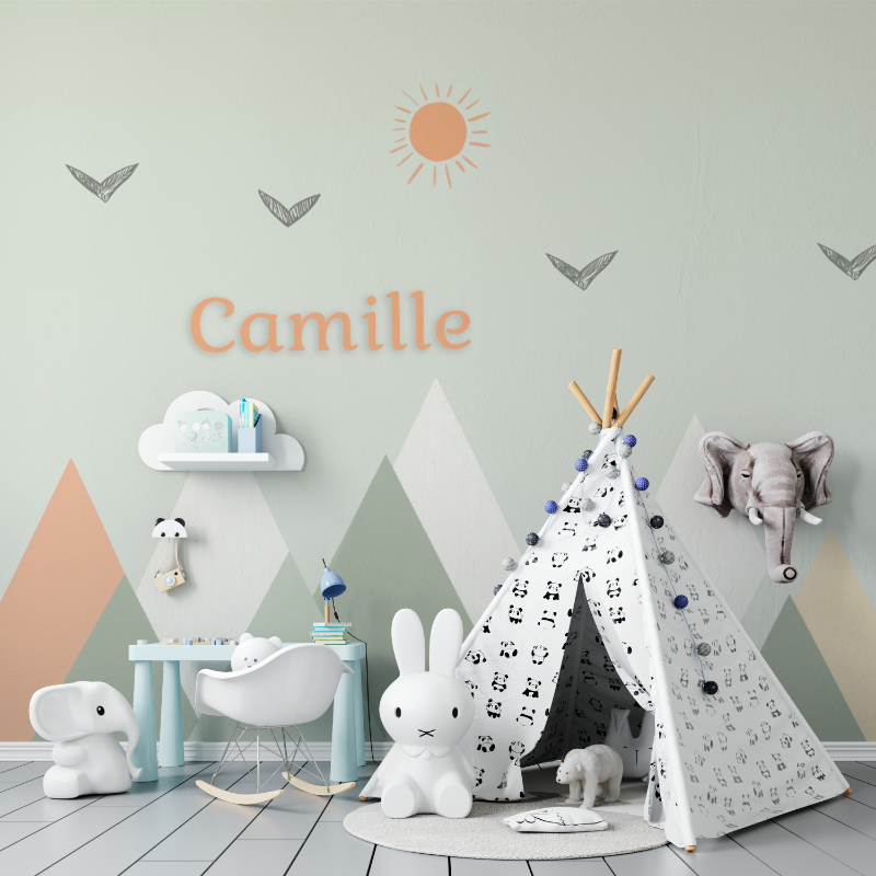 Papier peint prenom scandinave vert tapisserie murs