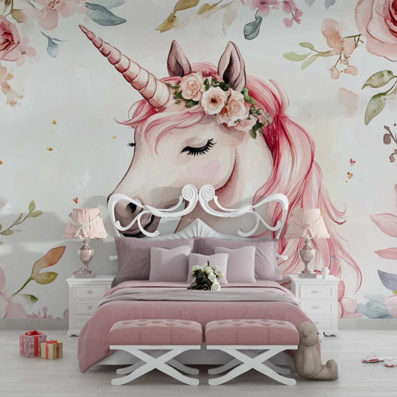 Papier pein theme licorne flamant chambre filles