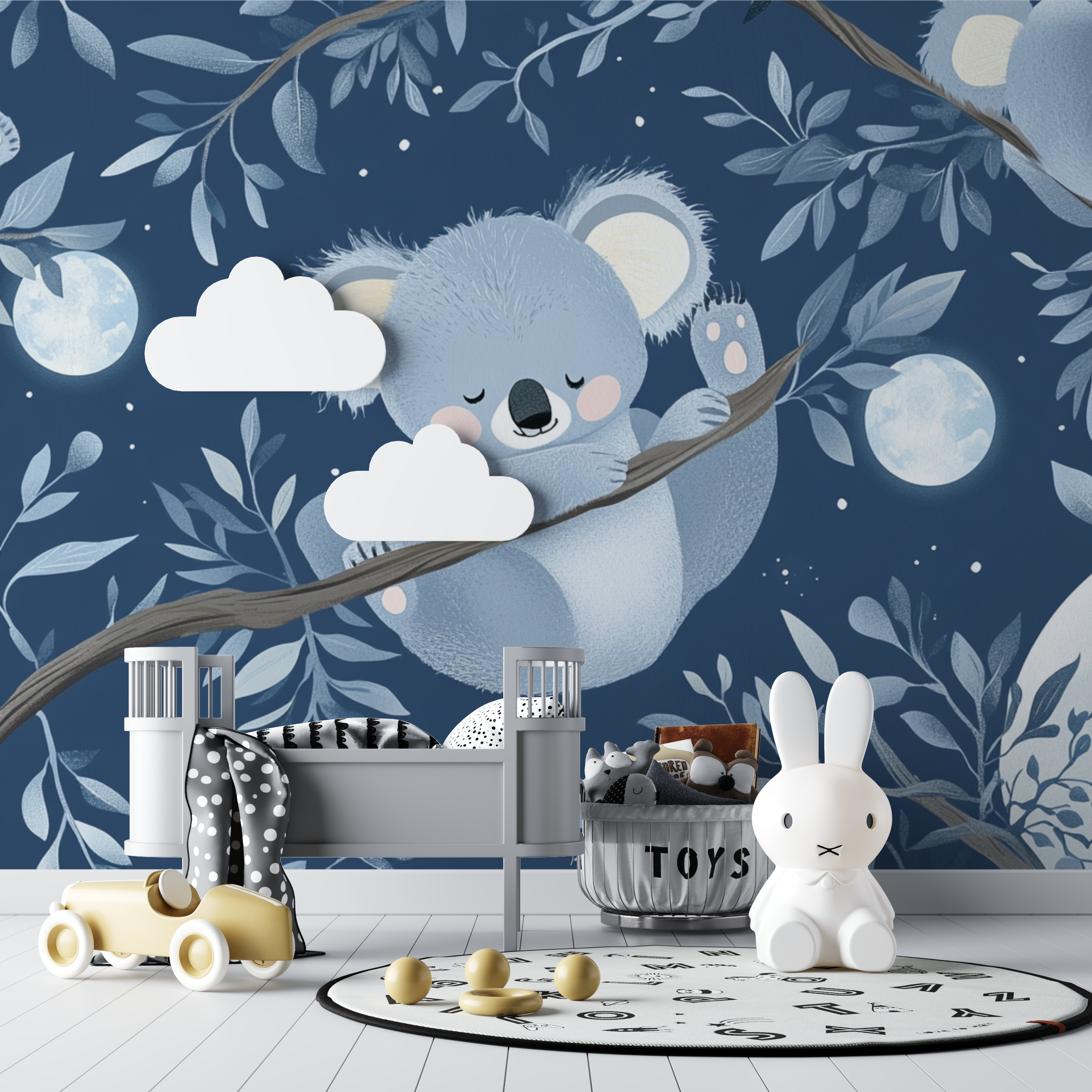 Papier peint koala et ombre de la lune bebe tipi