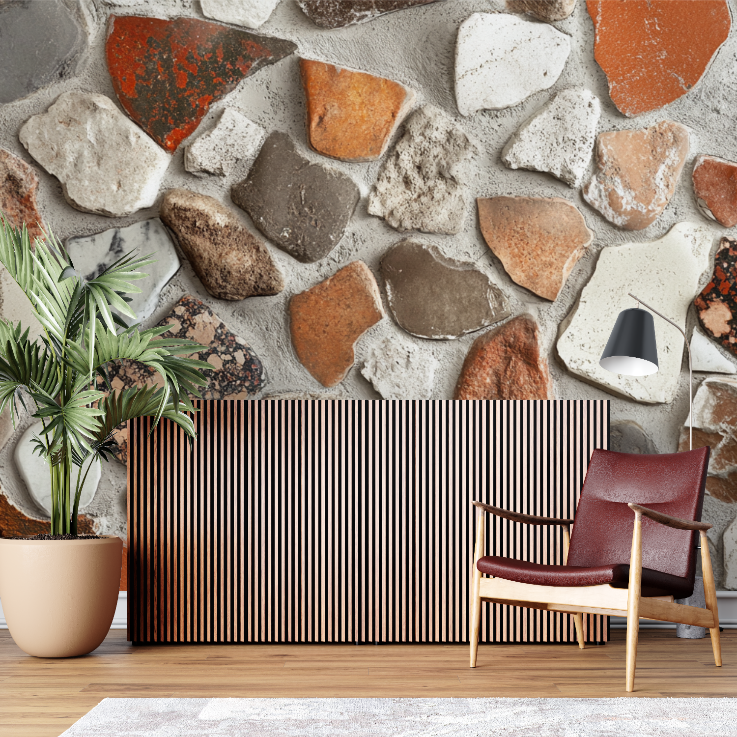 Papier peint vintage motif de galet brique 3d sur mesure