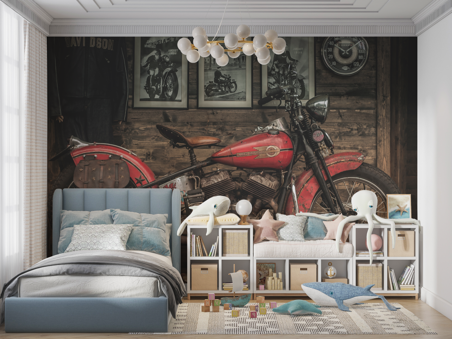 Papier peint moto americaine panoramique garcon