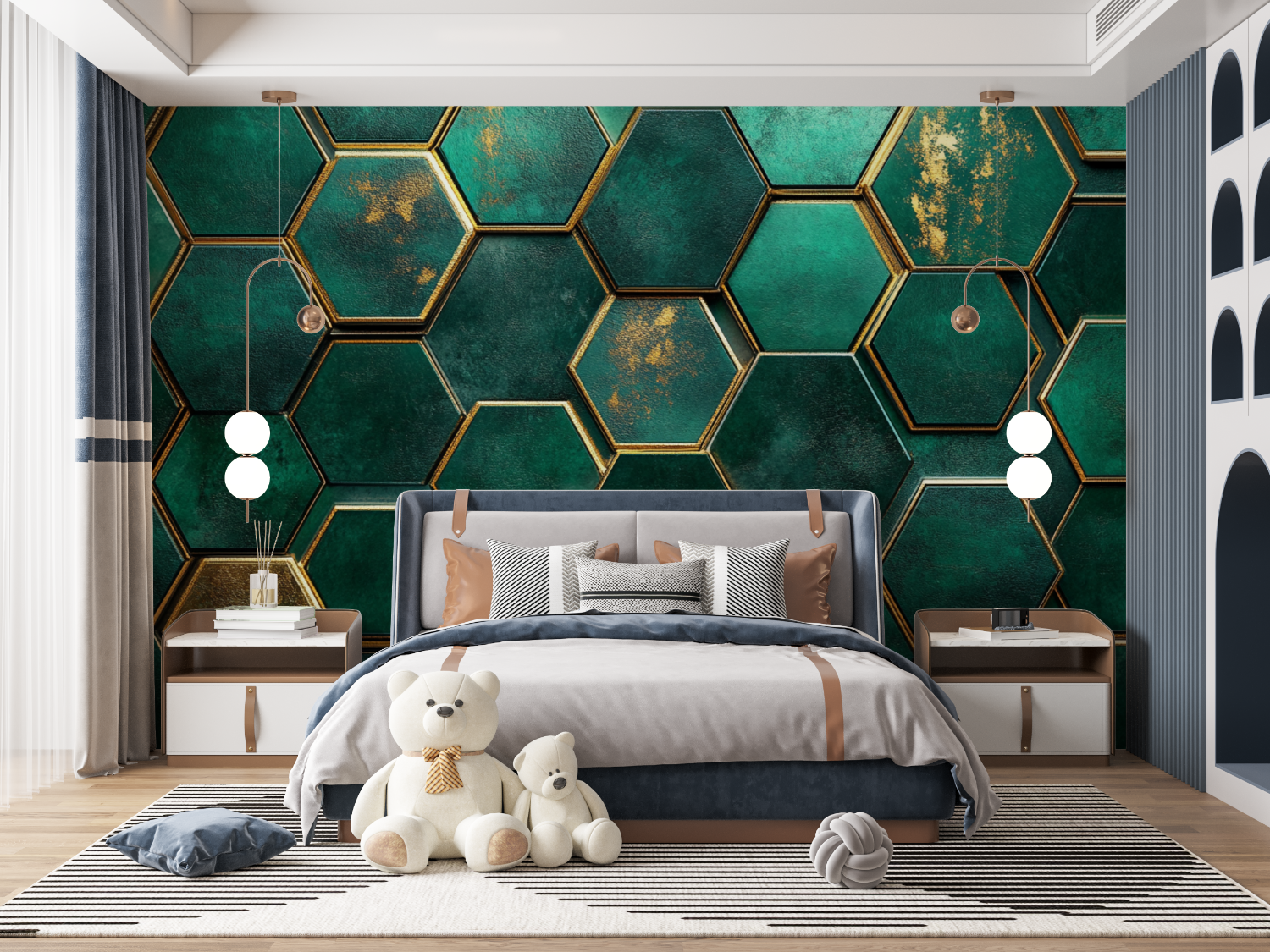 Papier peint effet neon gaming room mur panoramique