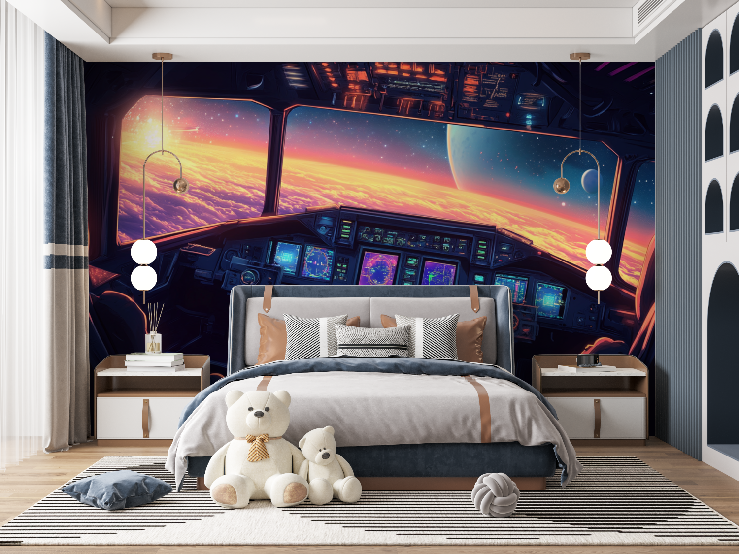 Papier peint cockpit vaisseau mur panoramique