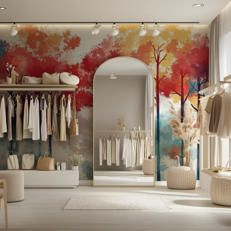 Papier peint arbre couleur dressing