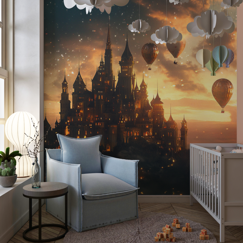 Papier peint princesse giga chateau chambre de fille