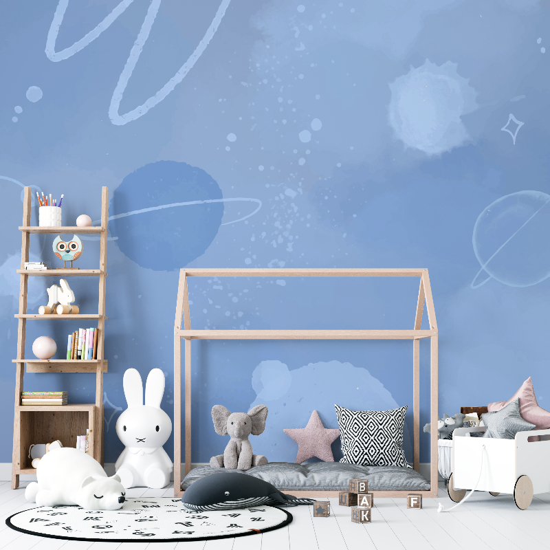 Papier peint chambre garcon espace bleu 12